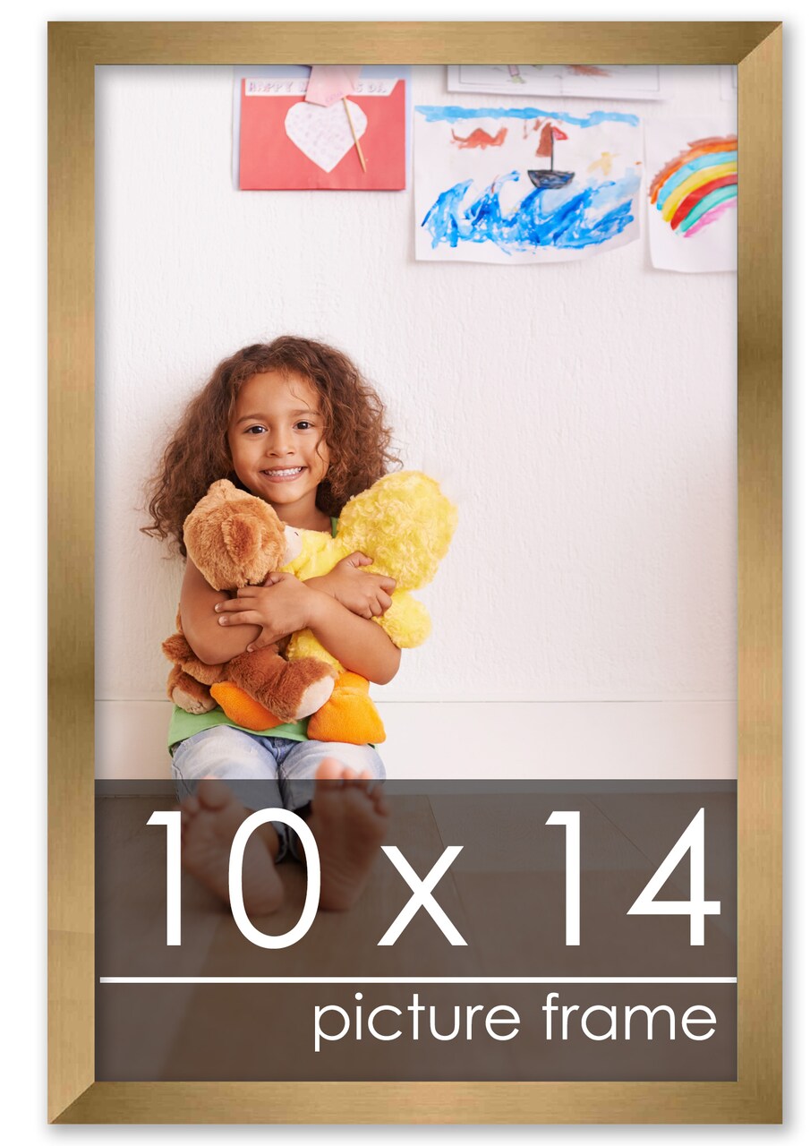 10x14 Gold Bronze Wood Picture Frame - UV Acrylic, Foam Board Backing, Hanging Hardware